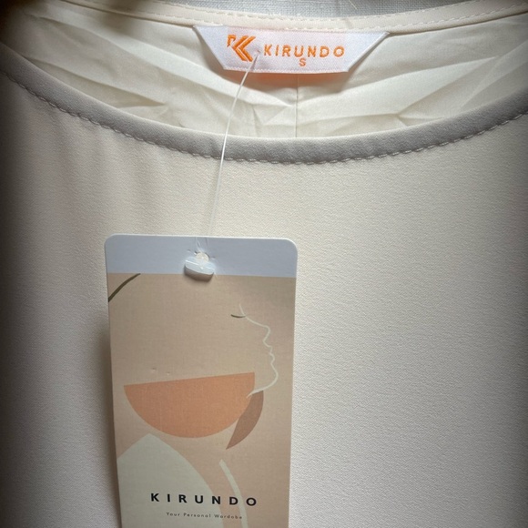 NWT Kirundo Size Small Oversized cream Mini Dress layers. Trim white. - Picture 5 of 9